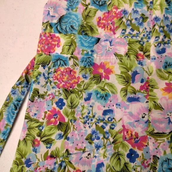 Buck & Buck House Dress Small Floral Pleated Zip Front Short Sleeve Granny - Picture 13 of 16